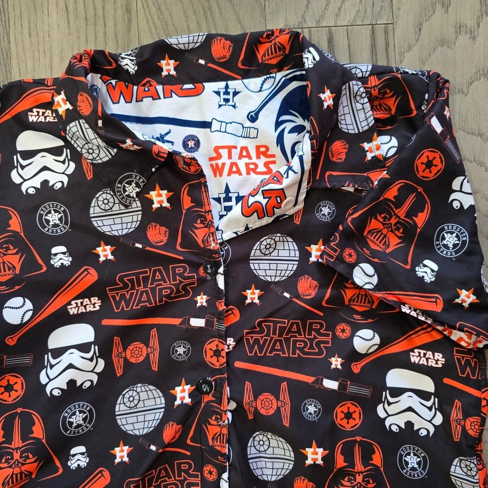 Houston Astros Star Wars Collab AOP Reversible Button Up Shirt Mens Medium MLB